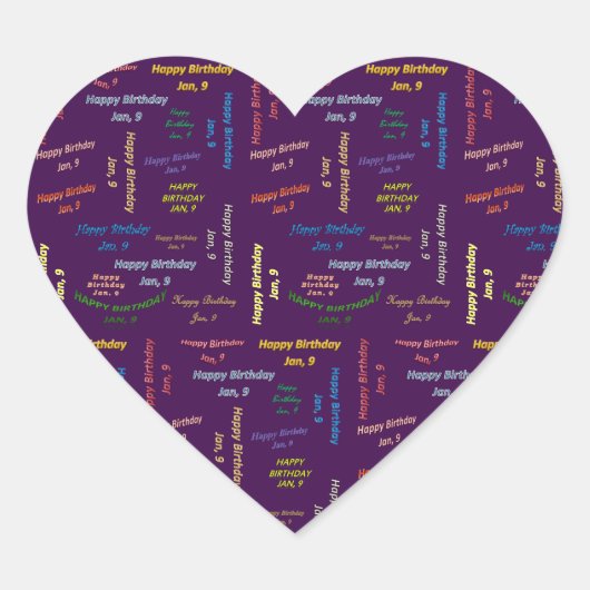 1月9日誕生日シール ハートシール (正面)