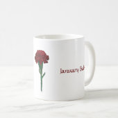 1月: ガーネットカーネーションのパーソナライズなマグ コーヒーマグカップ (正面右)