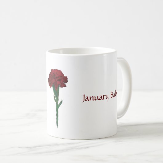 1月: ガーネットカーネーションのパーソナライズなマグ コーヒーマグカップ (正面右)
