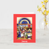 1月- Tres Riches Heures du Duc deの果実 カード (黄色い花)