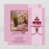 1本のキャンドルの写真付き誕生日招待状 招待状 (正面/裏面)