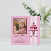 1本のキャンドルの写真付き誕生日招待状 招待状 (スタンド正面)