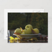 1杯のリンゴ葉と ポストカード (正面/裏面)