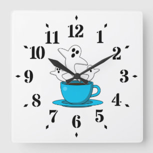 1杯の幽霊喫煙 スクエア壁時計