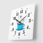 1杯の幽霊喫煙 スクエア壁時計 (傾斜)