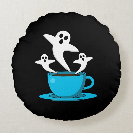 1杯の幽霊喫煙 ラウンドクッション (正面)