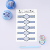 1枚あたり5枚の青いリボン用紙ナプキンリングや輪 チラシ (シングル)