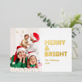 1枚のはっきりした写真と明メリーるい金ゴールド 箔シーズンカード (立ち正面)