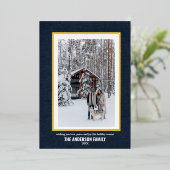 1枚のエレガントフォトブルー金ゴールドクリスマス 箔シーズンカード (立ち正面)