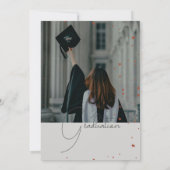 1枚のエレガント写真でグレーの卒業招待状 招待状 (裏面)