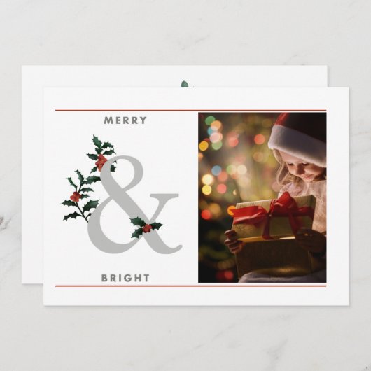 1枚のエレガント写真とメリー明るいクリスマス (正面/裏面)