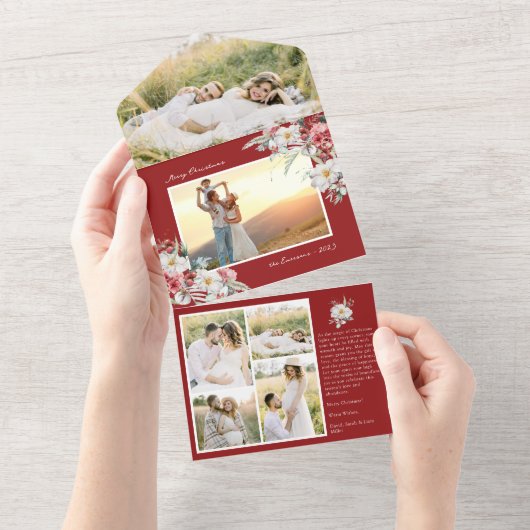 1枚のカードでクリスマスの写真を撮影 オールインワン招待状 (貼ってはがせる)