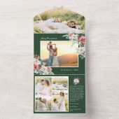 1枚のカードに緑のクリスマス オールインワン招待状 (内側)