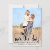 1枚のフォトウェディングで日付マグネットを黒く保存 マグネット招待状 (正面)