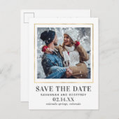 1枚のフォトウェディング日付はがきを保存 案内ポストカード (正面/裏面)