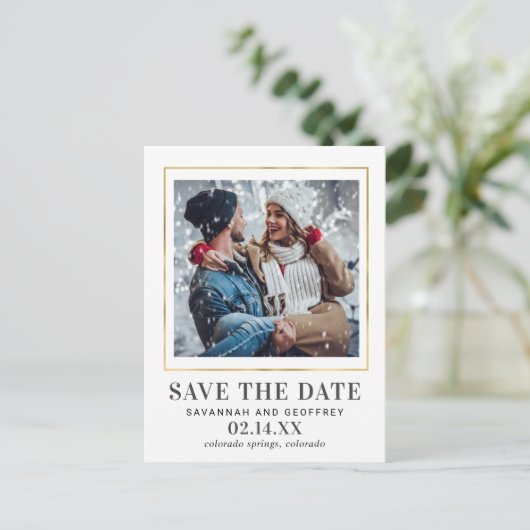 1枚のフォトウェディング日付はがきを保存 案内ポストカード (スタンド正面)