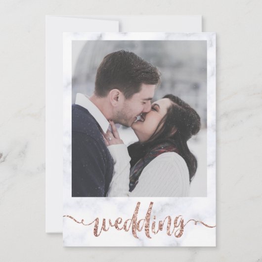 1枚のフォトバラ金ゴールド感動的グリッター結婚 招待状 (正面)
