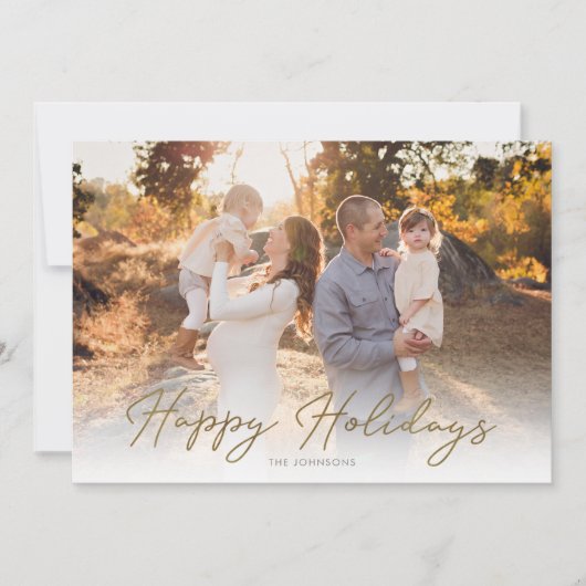 1枚のフォト金ゴールド素朴スクリプトを楽しむ シーズンカード (正面)