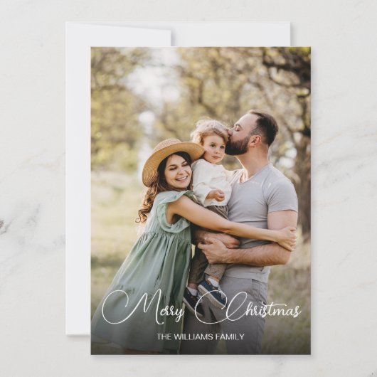 1枚のモダンフォトファミリークリスマス シーズンカード (正面)