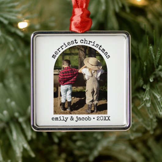 1枚のモダンフォトミニマルシンプルリストのアーチクリスマス メタルオーナメント (ツリー)