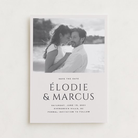 1枚のモダン写真はっきりしたタイポグラフィ日付の保存 招待状