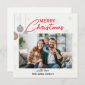 1枚のモダン写真クリスマスホリデーカード シーズンカード (正面/裏面)