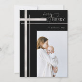 1枚の写メリー真を飾る宗教的なクリスマス シーズンカード (正面)