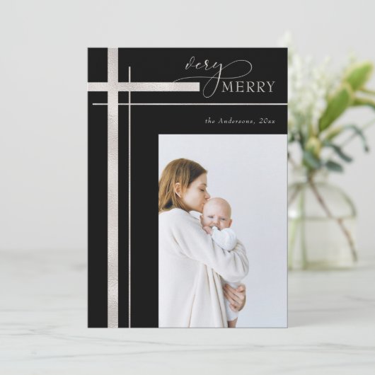 1枚の写メリー真を飾る宗教的なクリスマス シーズンカード (スタンド正面)