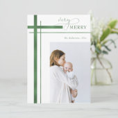 1枚の写メリー真を飾る宗教的なクリスマス シーズンカード (スタンド正面)