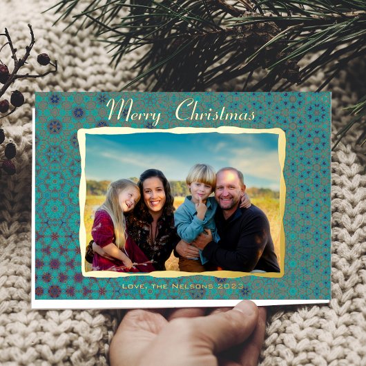 1枚の写真が入るモダンでエレガントなホリデーカード 箔シーズンカード