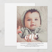 1枚の写真が目を引くファーストバースデーパーティー招待状 招待状 (正面/裏面)