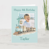 1枚の写真で作るトレインの4歳の誕生日カード カード (正面)