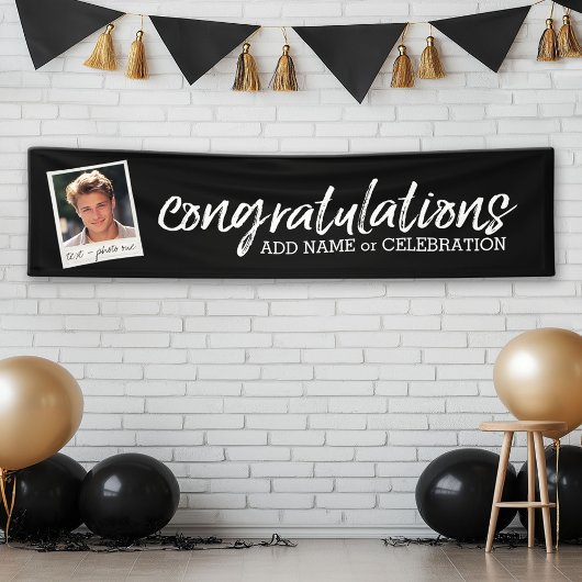 1枚の写真と文字でカスタムおめでとう 横断幕