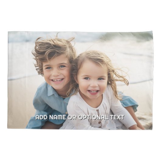 1枚の写真と文字 – 横長 枕カバー (裏面)