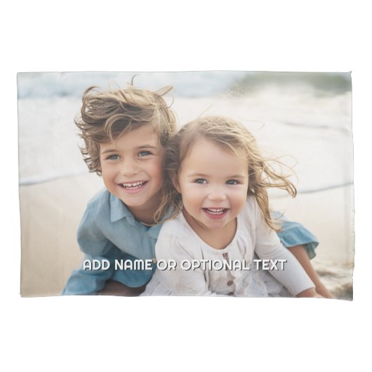 1枚の写真と文字 – 横長 枕カバー (正面)