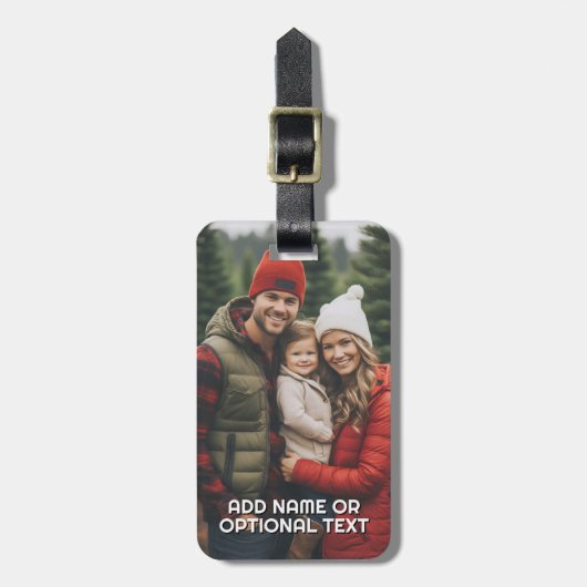 1枚の写真と文字 – 背面の情報 ラゲッジタグ (正面縦)