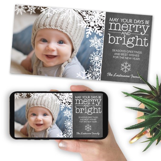 1枚の写真と雪のシャルボード – 明メリーるい シーズンカード