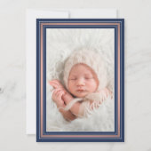 1枚の写真の女の子の洗礼　ネイビーブルーとピンクのローズゴールド 招待状 (裏面)