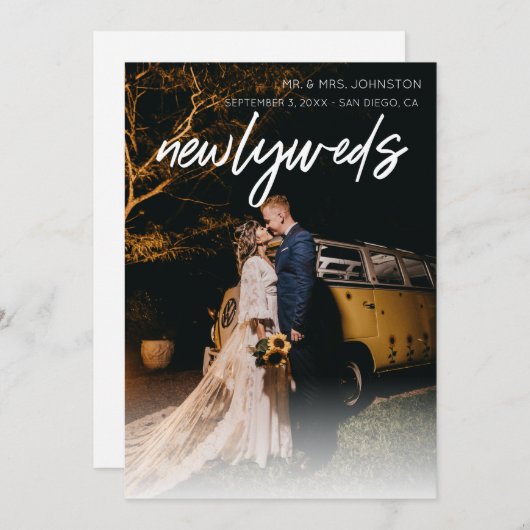 1枚の写真の新着ニュース発表 – 白 招待状 (正面/裏面)