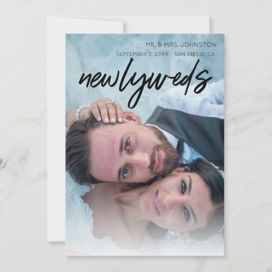 1枚の写真の新着ニュース発表 – 黒 招待状 (正面)