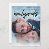 1枚の写真の新着ニュース発表 – 黒 招待状 (正面/裏面)