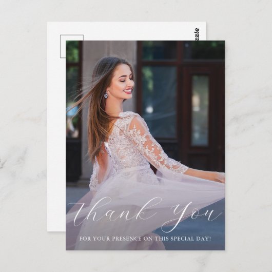 1枚の写真エレガントキンセアニェラピンクフローラスクリプト ポストカード (正面/裏面)