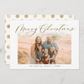 1枚の写真エレガント金ゴールドクリスマス書 シーズンカード (正面/裏面)