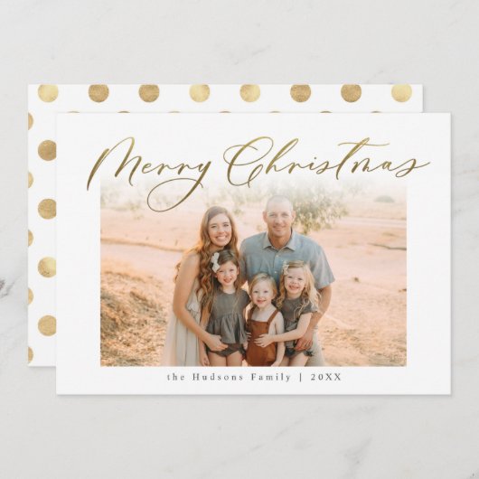 1枚の写真エレガント金ゴールドクリスマス書 シーズンカード (正面/裏面)