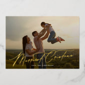 1枚の写真エレガント金ゴールドメリークリスマスタイポグラフィ 箔シーズンカード (正面)