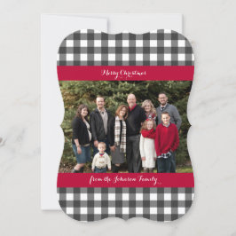 1枚の写真クリスマスカード – バッファローチェックのプレイド シーズンカード