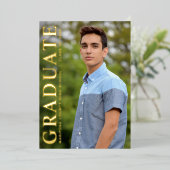 1枚の写真シンプルの卒業発表クラス 箔招待状 (立ち正面)