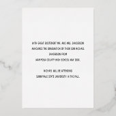 1枚の写真シンプルの卒業発表クラス 箔招待状 (裏面)