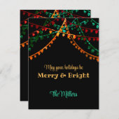 1枚の写真ユニークのカラフルクリスマスラメリーイト シーズンカード (正面/裏面)