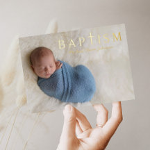 1枚の写真付き 宗教的な十字架 青い少年 洗礼 金色